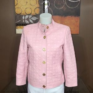 St. John (Yellow Label) Logo Leather Blazer Size P